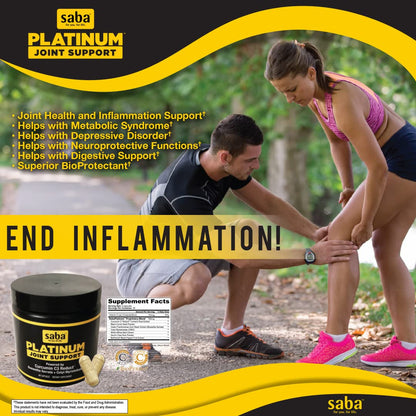Saba Platinum Joint Support – High Absorption Curcumin C3 Reduct & Boswellia – Fast Acting Turmeric Supplement for Joint Pain Relief, Mobility & Healthy Inflammation Response – 60 Vegan Capsules SabaBuy Supplements Australia