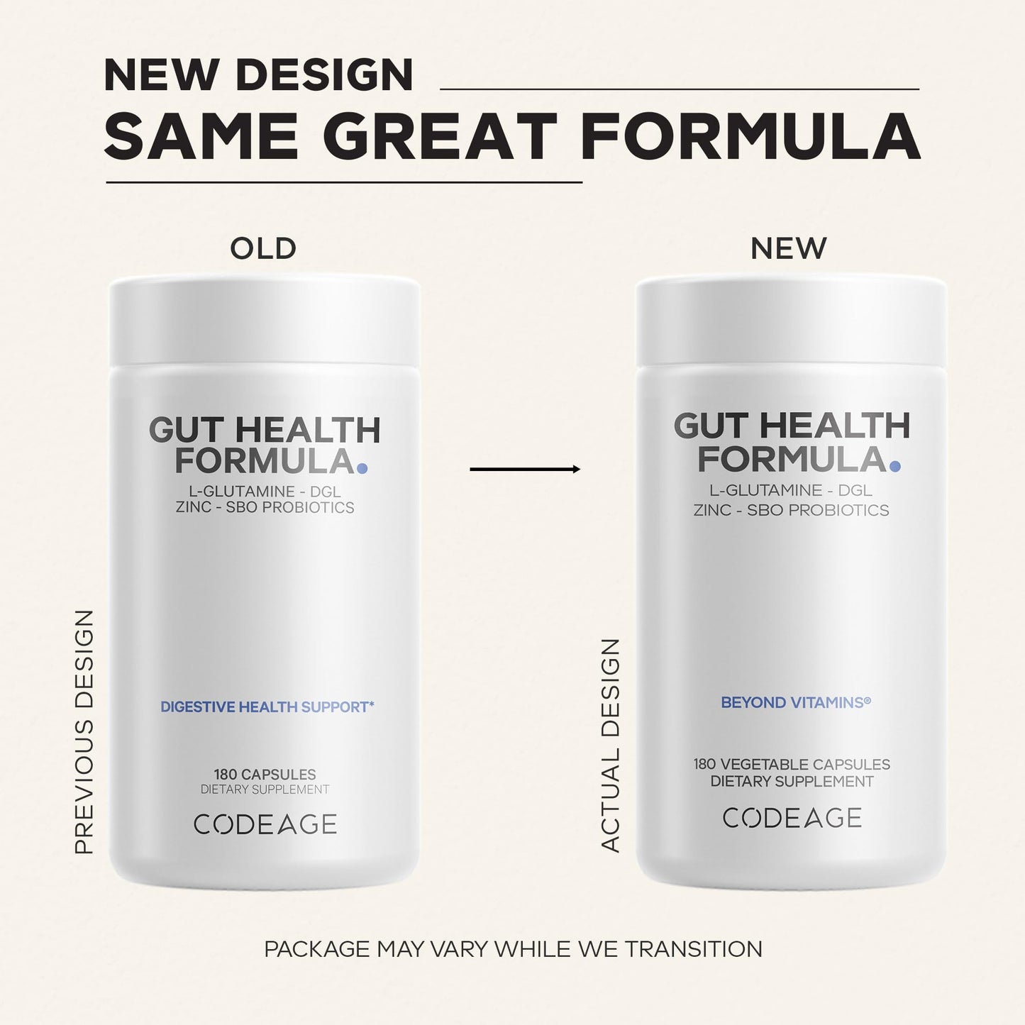 Codeage Gut Health Supplements Vegan Formula - L Glutamine, Zinc, Turkey Tail Mushroom Powder, Tonic Mushroom, Maitake, Micro Algae, Mineral,