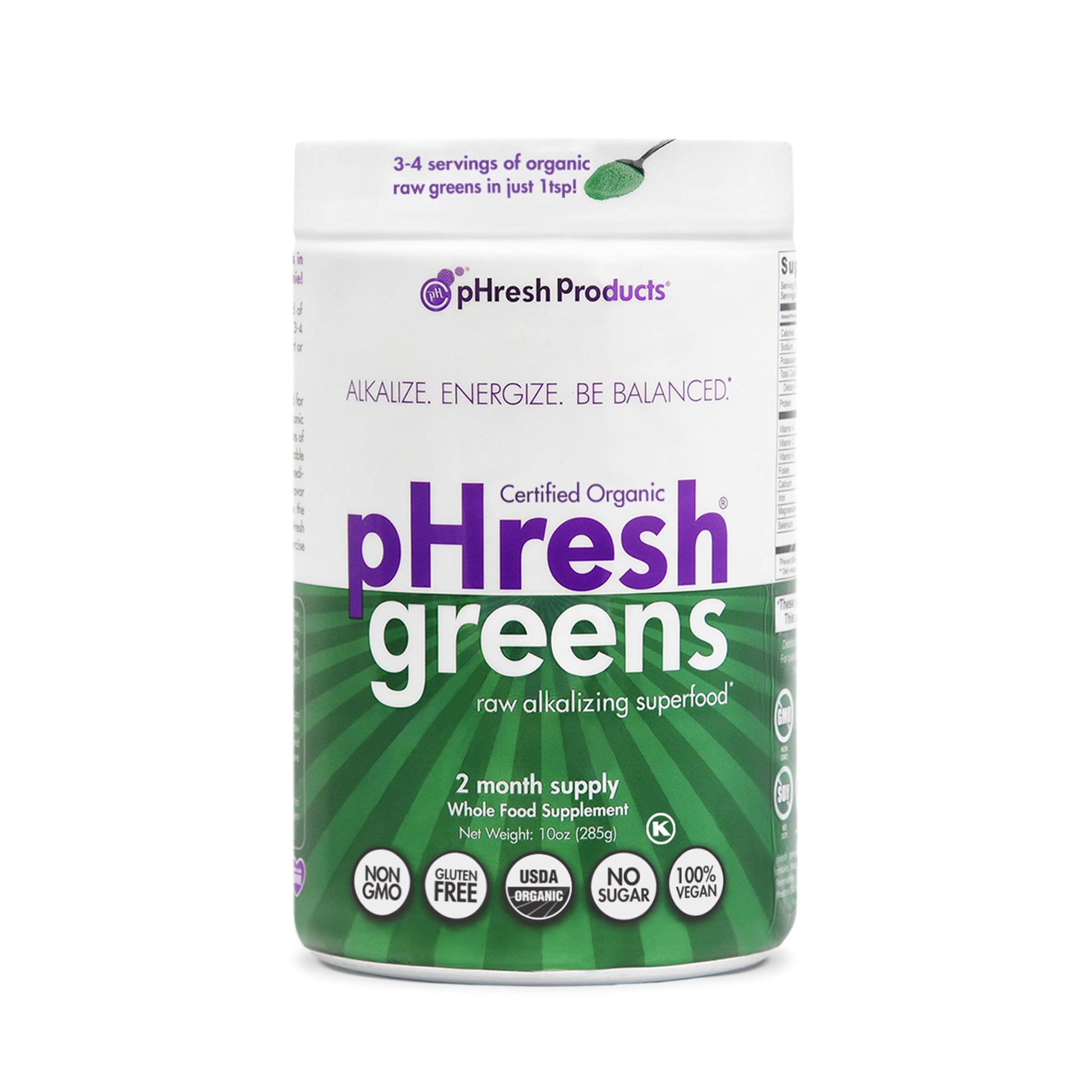 pHresh - Greens Raw Alkalizing Superfood Greens Powder - 2 Month Supply - Vegan, Kosher, Gluten Free - Natural Enzymes, Nutrients - Approved for Intermittent Fasting - 10 oz Phresh ProductsBuy Supplements Australia
