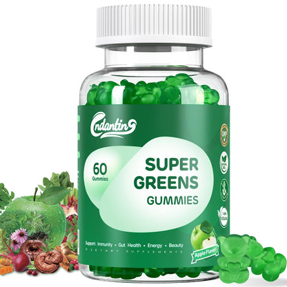 Multivitamin Super Greens Gummies - Daily Vegan Gummy Vitamins for Women, Apple Flavor | Organic Blend with Vitamin C, Turmeric, Zinc, Immune Support, Energy Booster, Metabolism | 60 Count CNDANTINGBuy Supplements Australia