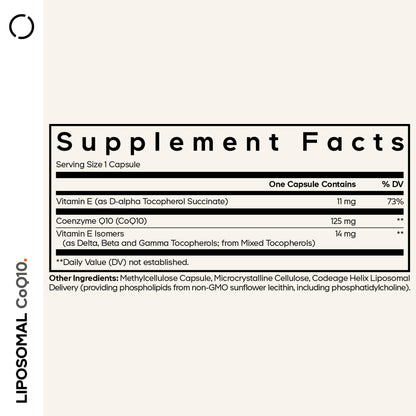 Codeage Liposomal CoQ10 Supplement - 125 mg Coenzyme Q10 with Vitamin E Isomers Tocopherols - 2-Month Supply - 1 Capsule Per Serving - Liposomal Delivery - Vegan, Non-GMO, Gluten-Free - 60 Capsules CodeageBuy Supplements Australia