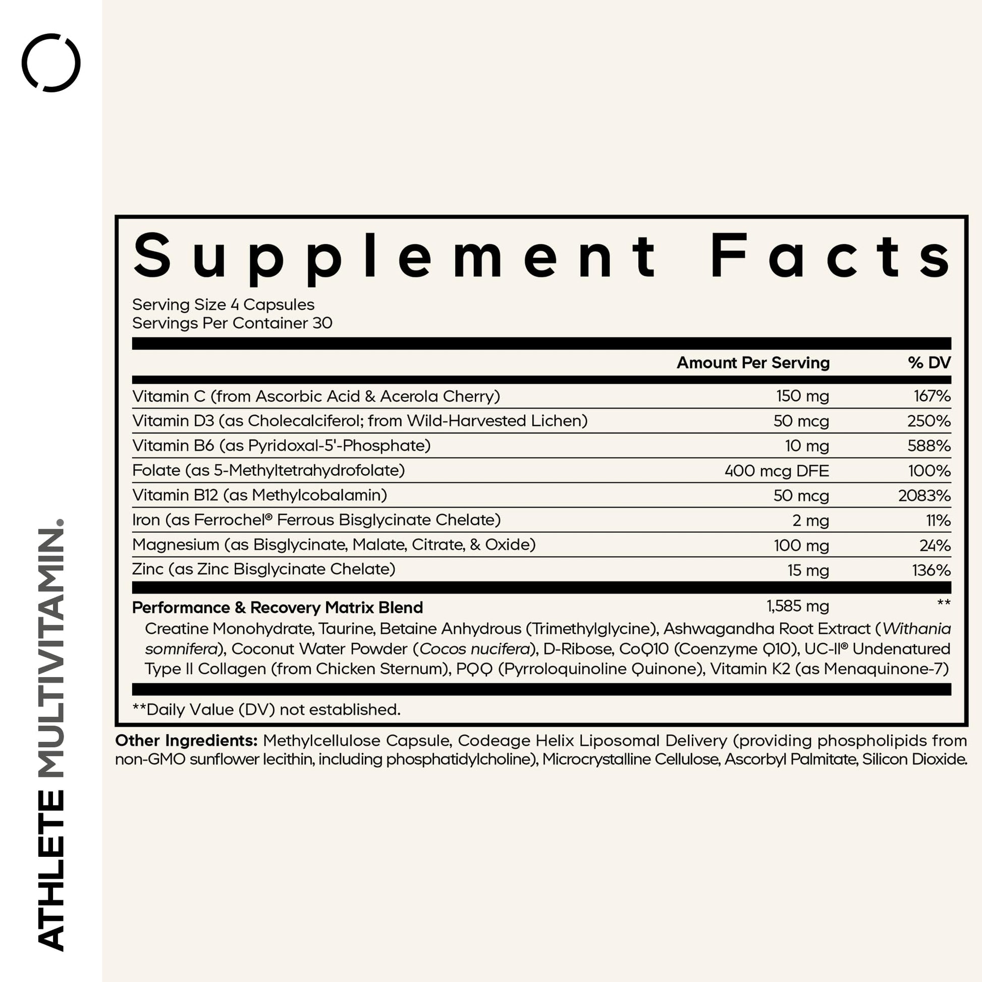 Codeage Athlete Multivitamin Platinum – Sports Supplement with Vitamins & Minerals, Folate, Iron & Magnesium, Creatine, Taurine, Electrolytes, CoQ10, PQQ, UC-II Collagen – Non-GMO – 120 Capsules CodeageBuy Supplements Australia