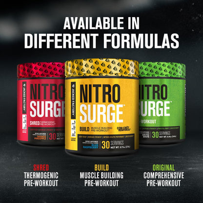 Jacked Factory Nitrosurge Build Pre Workout with Creatine for Muscle Building - Con Cret Creatine Powder & elevATP for Intense Energy, Powerful Pump,