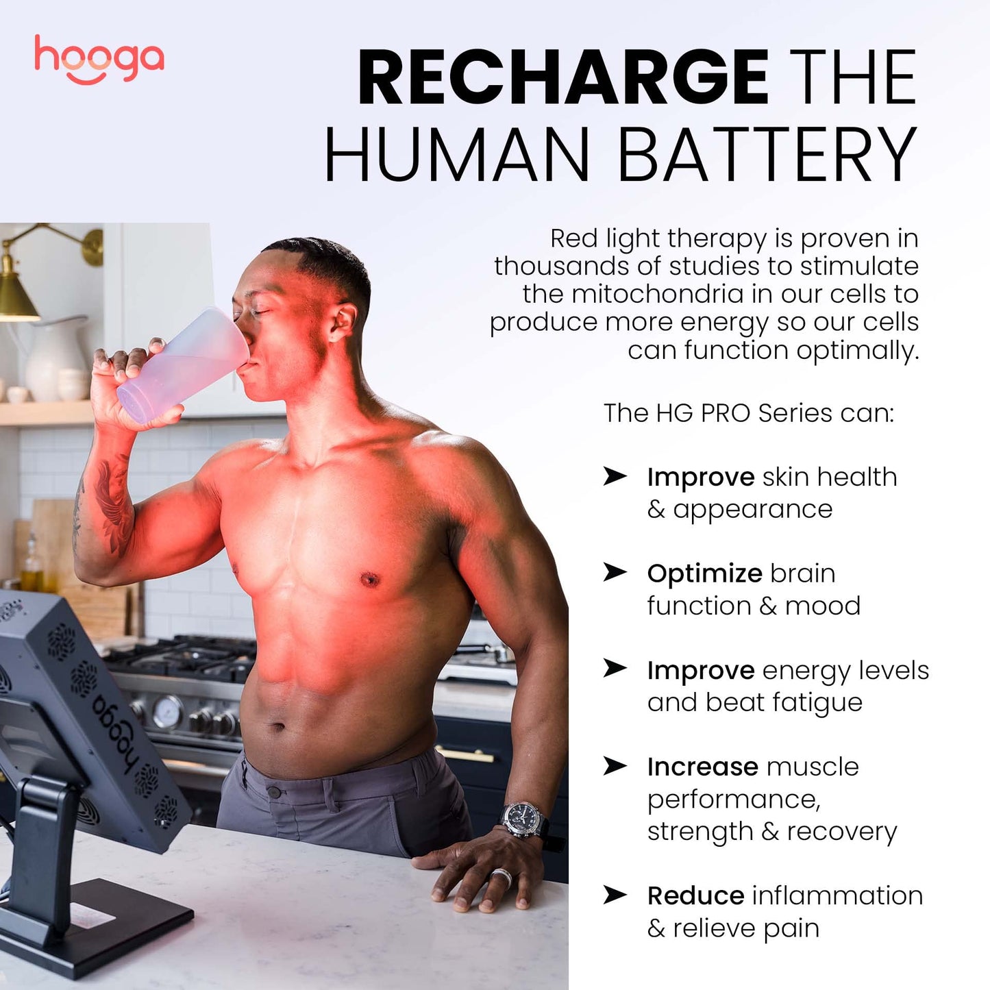 Hooga Red Light Therapy 660nm 850nm Red Near Infrared, Dual Chip Flicker Free LEDs, PRO Series hoogaBuy Supplements Australia