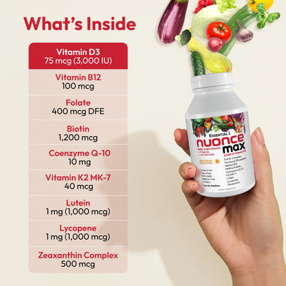 ANDREW LESSMAN Essential-1 nuonce max Multivitamin 3000 IU Vitamin D3 360 Small Capsules. 100 mcg Methyl B12 ANDREW LESSMANBuy Supplements Australia