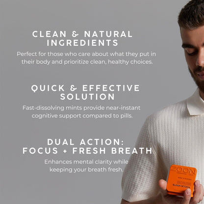 NOOZ Focus Mints Refill Bag - Caffeine-Free Brain Booster for Mental Clarity-Tangerine & Lemon Flavor | Sugar-Free, Travel-Friendly Supplement with Vitamin C, B6, B12 - Non-GMO, Clean Label, 150 Mints NOOZBuy Supplements Australia