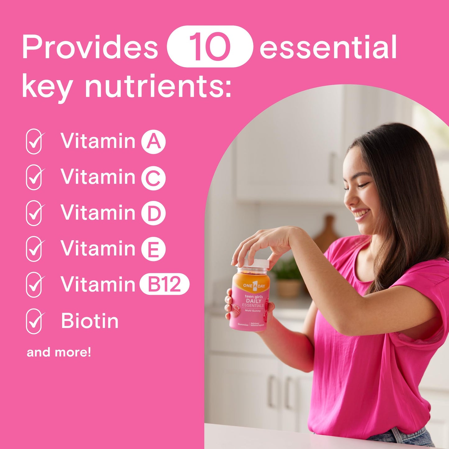 One A Day Teen Girl’s Daily Essentials Multivitamin Gummies, Teen Girl Multivitamins with Biotin, Vitamin B12 and B6, Vitamin C ONE A DAYBuy Supplements Australia