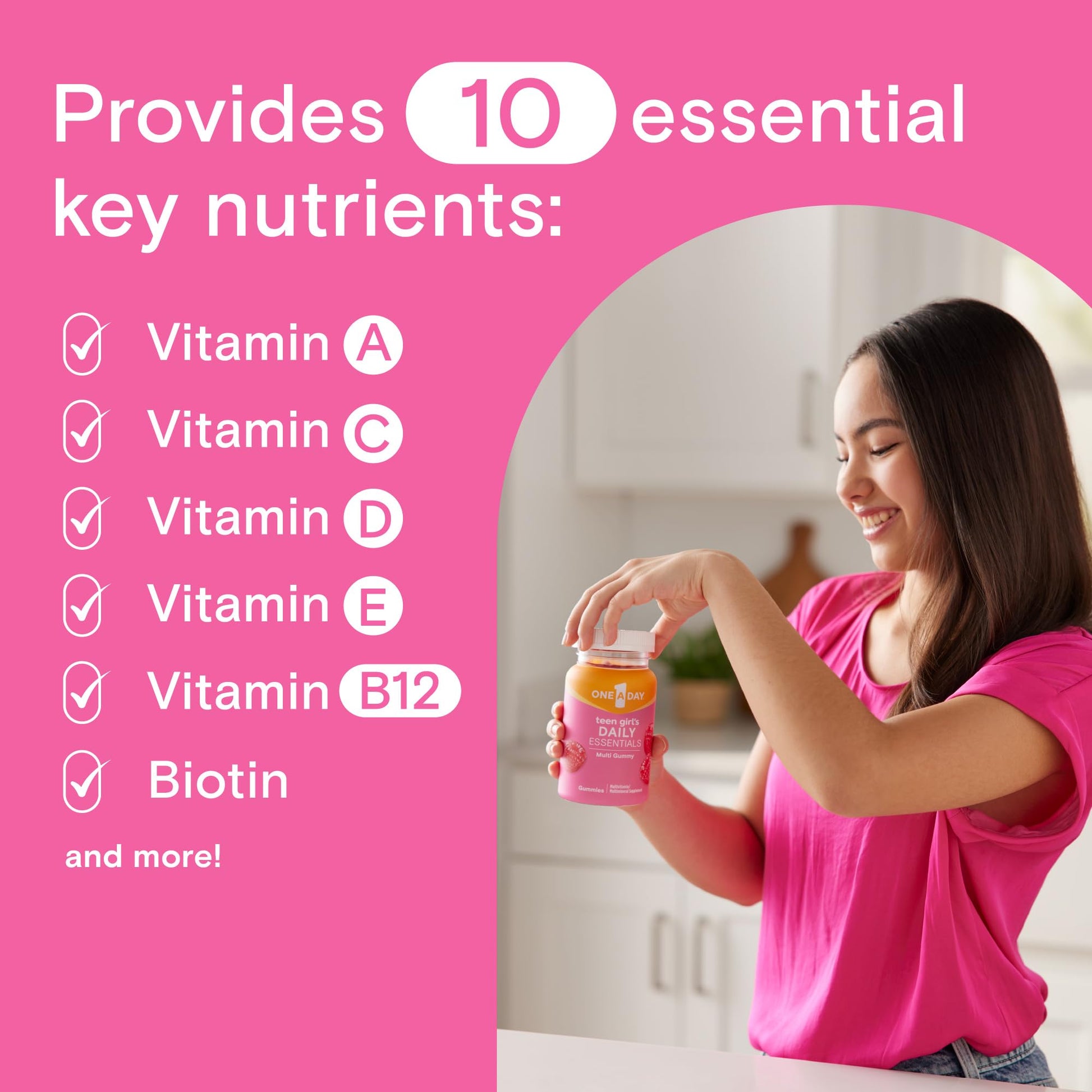 One A Day Teen Girl’s Daily Essentials Multivitamin Gummies, Teen Girl Multivitamins with Biotin, Vitamin B12 and B6, Vitamin C ONE A DAYBuy Supplements Australia