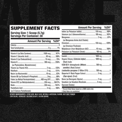Jacked Factory Vita XT Performance Vitamin Powder - Daily Multivitamin Powder for Men with KSM-66 Ashwagandha, Prebiotic Fiber Jacked Factory