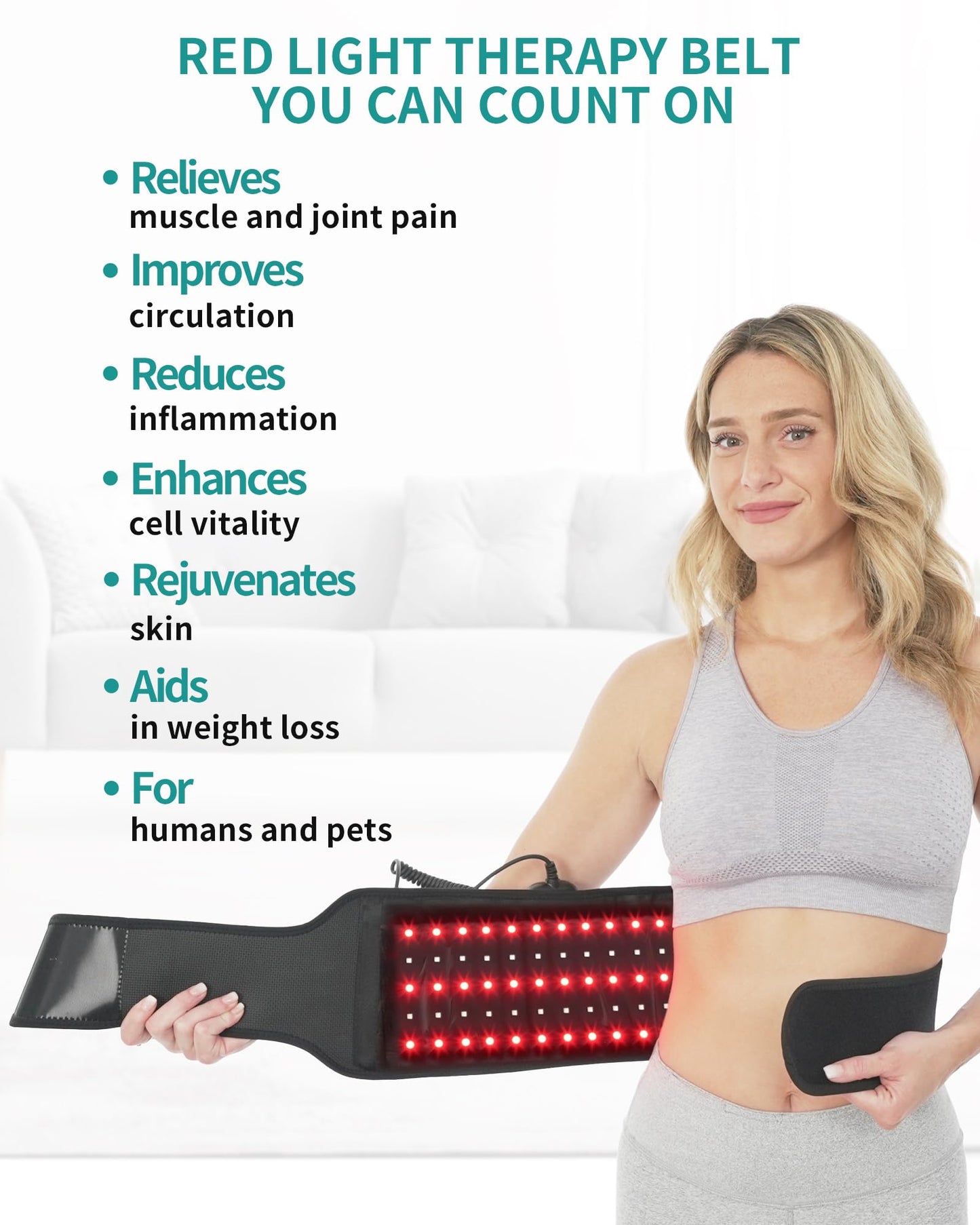 Nekteck Red Light Therapy Belt for Body, Wireless Near-Infrared Light Pad for Pain Relief, Inflammation NekteckBuy Supplements Australia