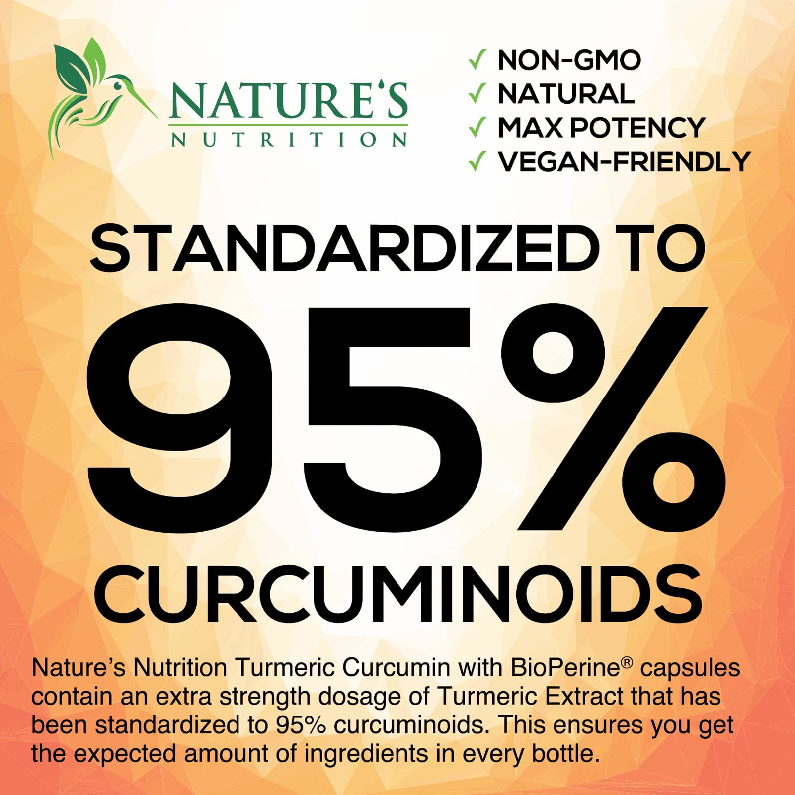Turmeric Curcumin with BioPerine & Ginger 95% Standardized Curcuminoids 1950mg Nature's NutritionBuy Supplements Australia
