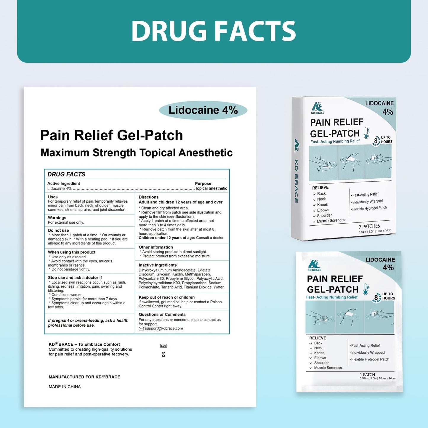 KD 4% Lidocaine Pain Relief Patches: Maximum Strength Lidocaine Patch for Back, Neck, Shoulder, Knee Pain, and Muscle Soreness – Large 3.9” x 5.5” (7 Count) KDBuy Supplements Australia