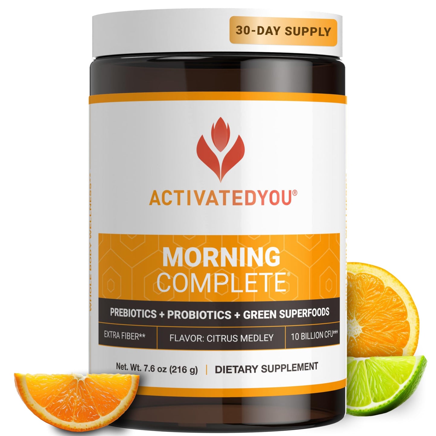 ACTIVATEDYOU Morning Complete Daily Wellness Greens Superfood Drink Mix for Gut Health w/Prebiotics, Probiotics, Antioxidants, Green Superfoods