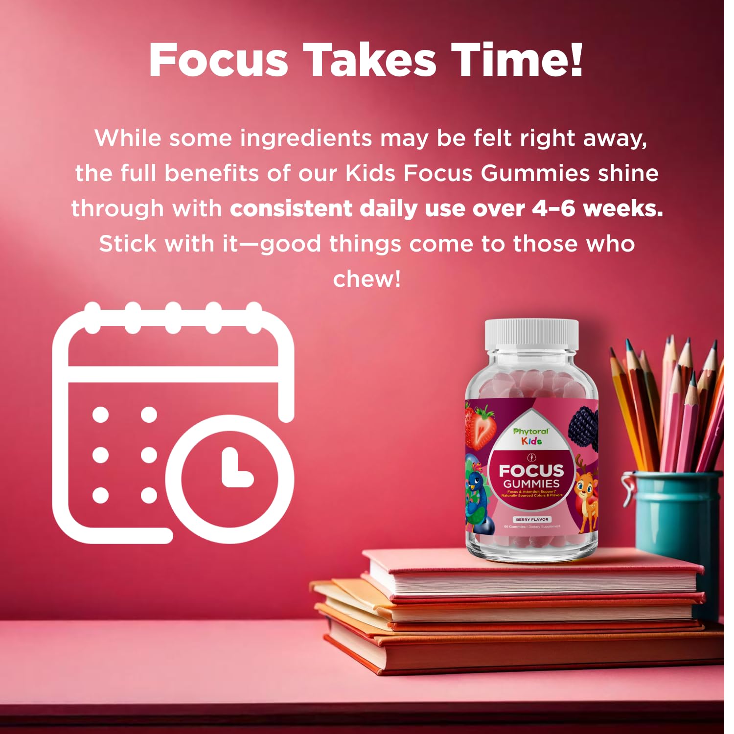 Phytoral Vegan Kids Focus Gummies - Potent Chewable Brain Support for Children - Enhances Concentration & Memory - Calming Supplements & Focus Gummies for Kids - Non-GMO & Gluten-Free - 60 Count PhytoralBuy Supplements Australia