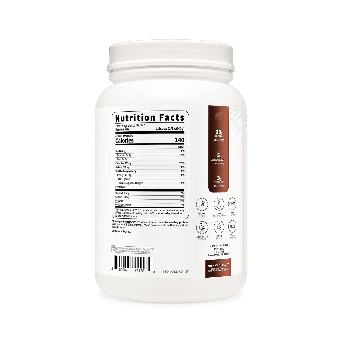 Type Zero Grass Fed Whey Protein Concentrate Powder (Chocolate, 2LBS) - Gluten Free Type ZeroBuy Supplements Australia