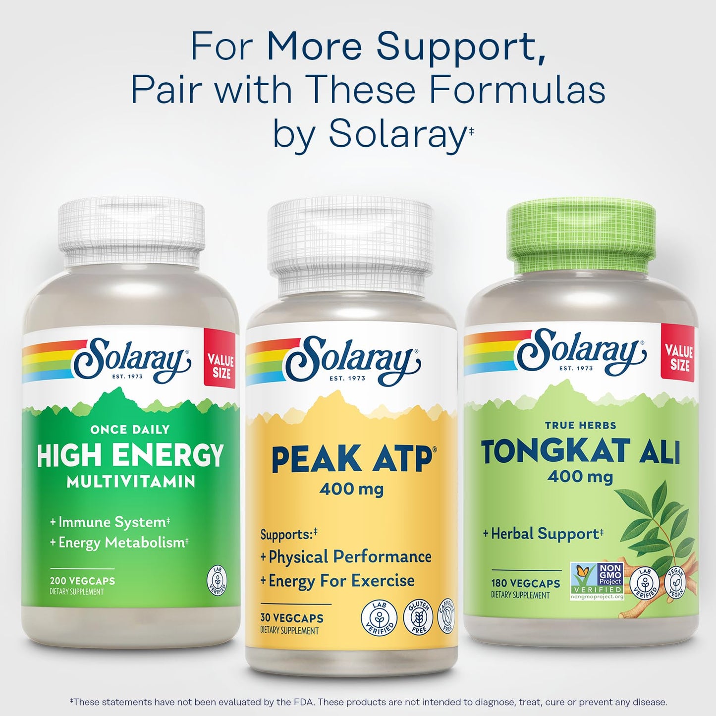 SOLARAY Peak ATP 400 mg - Physical Performance and Exercise Energy Supplements - Stim Free Pre Workout Pills - No Caffeine or Gluten - Lab Verified - 60-Day Guarantee - 30 Servings, 30 VegCaps SOLARAYBuy Supplements Australia