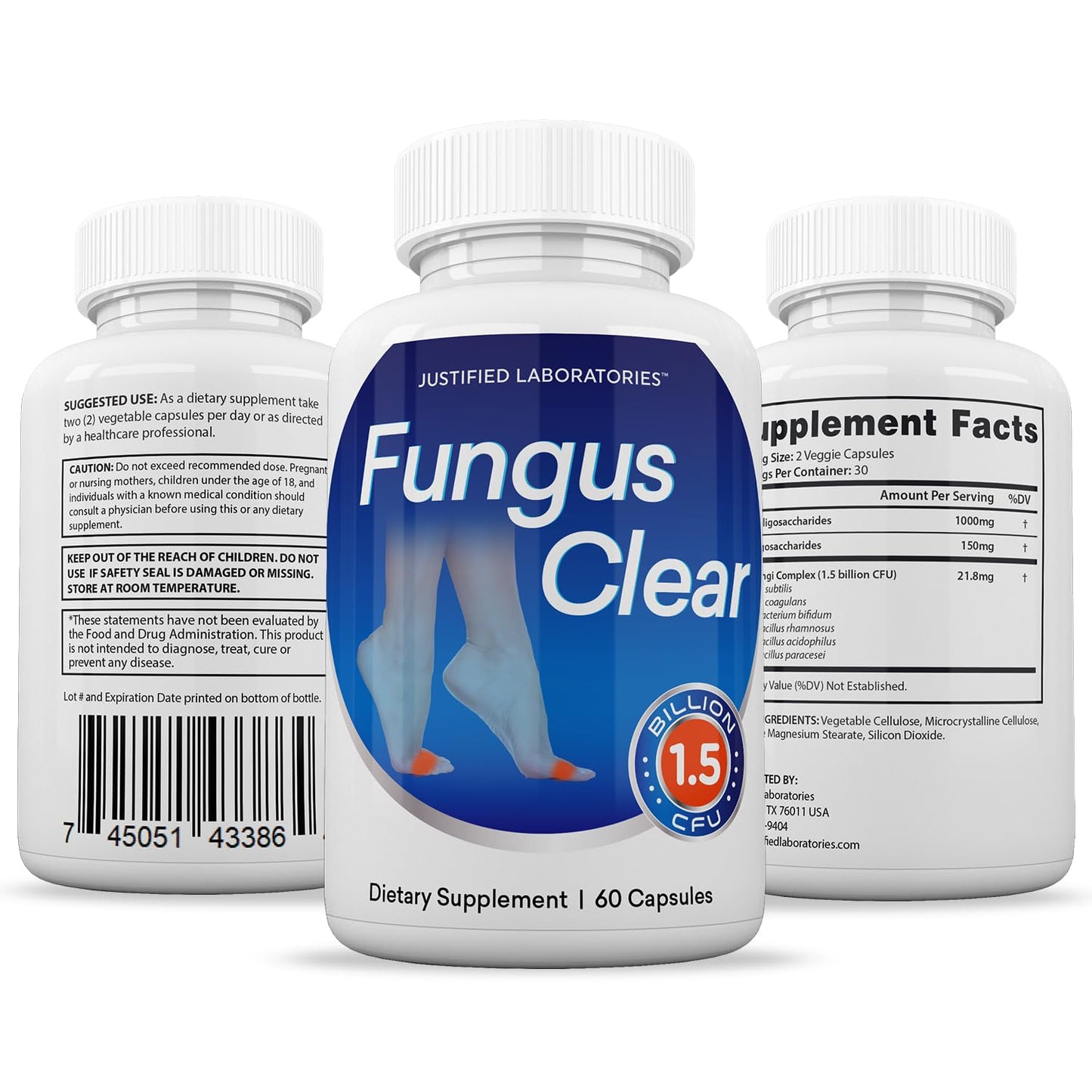Justified Laboratories (2 Pack) Fungus Clear 1.5 Billion CFU Probiotic Pills 120 Capsules Justified LaboratoriesBuy Supplements Australia