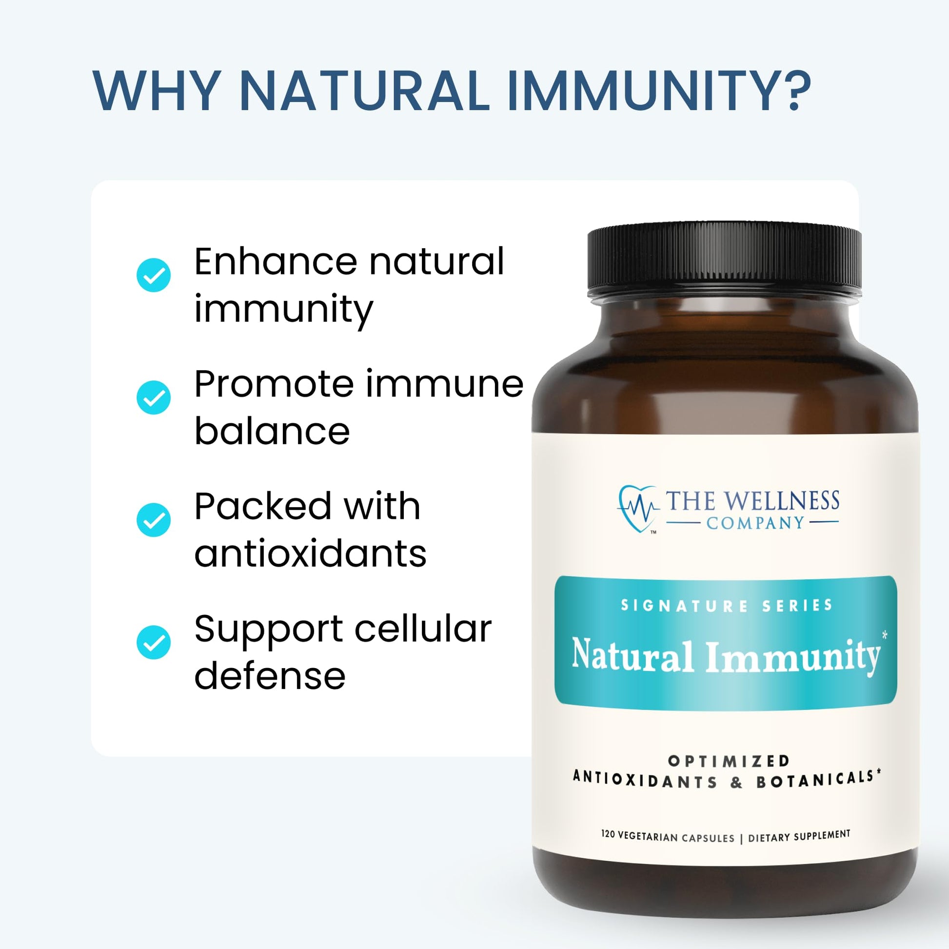 Natural Immunity - Botanical Immune Boost, Targeted Nutrients, T-Cell Support - Oregano, Reishi, Zinc, Vitamin C, Quercetin | 120 (2 Month Supply) The Wellness CompanyBuy Supplements Australia