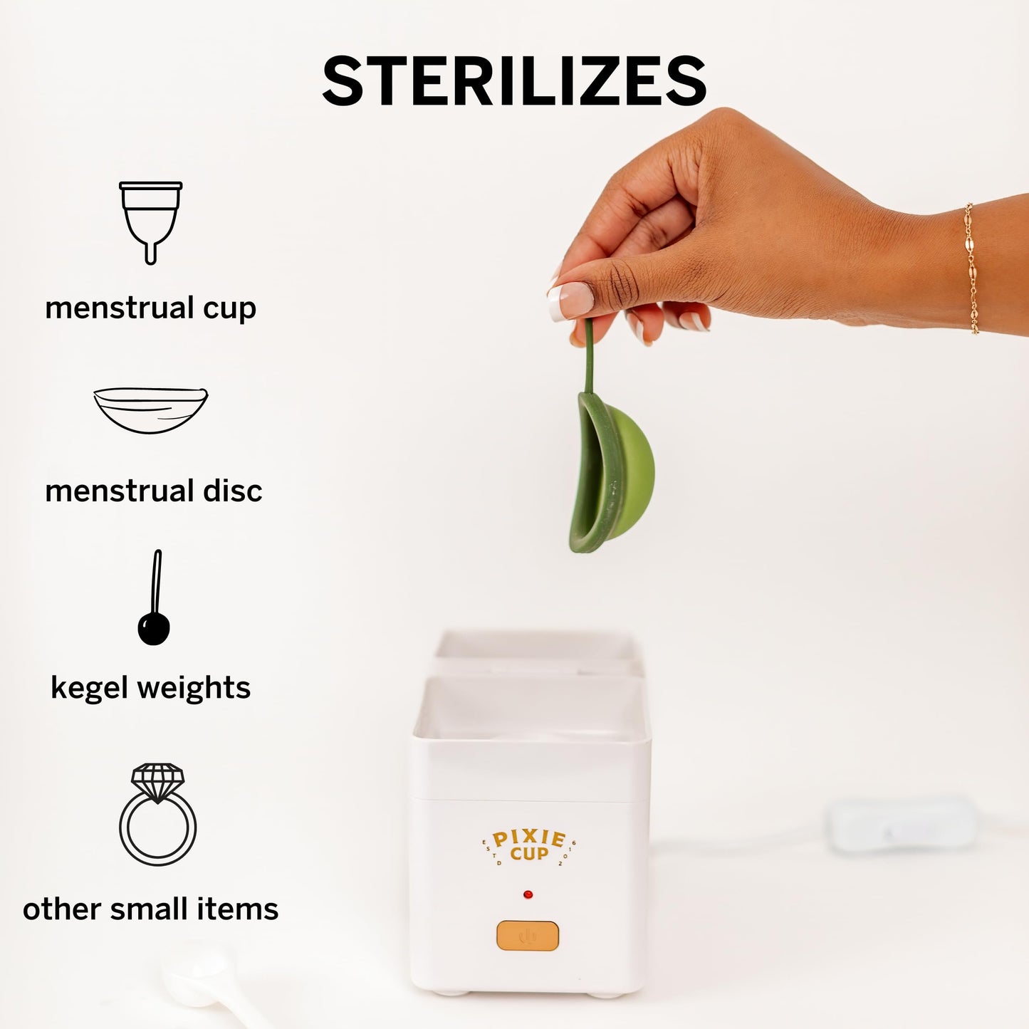 Pixie Menstrual Cup Sterilizer Cleaner Machine - The Only Hinged Lid Steamer & Drying Stand Pixie CupBuy Supplements Australia