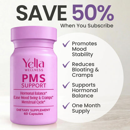 YELLA WELLNESS Hormone Balance for Women - PMS Support Supplement for Women w/Chaste Tree, Dong Quai and Ashwagandha- PMS and Menopause Relief for Bloating, Cramps and Mood Swings- (60ct) YELLA WELLNESSBuy Supplements Australia