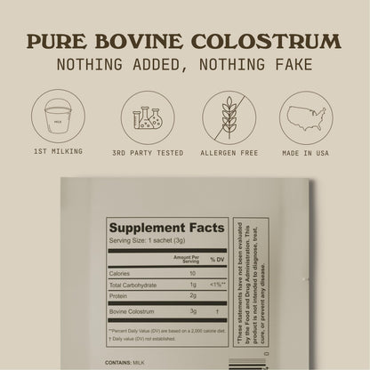 COWBOY COLOSTRUM Powder Travel Packs - Bovine Colostrum Powder - First Day Milking Whole Colostrum - Grass Fed Colostrum Supplement for Gut Health, Immunity, Skin & Hair (Unflavored, 30 Servings) COWBOY COLOSTRUMBuy Supplements Australia