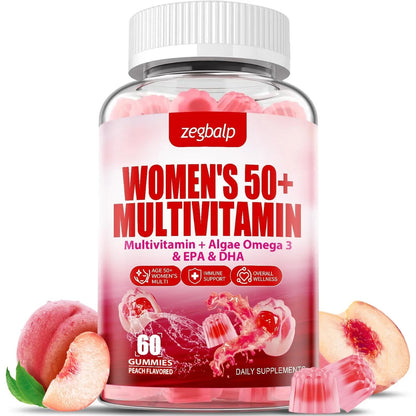 ZEGBALP Sugar-Free Womens Multivitamin 50 Plus Gummies with Calcium, Magnesium, Zinc, Vitamin A, C, D3, E, K2, B Complex, Folate, Biotin ZEGBALP