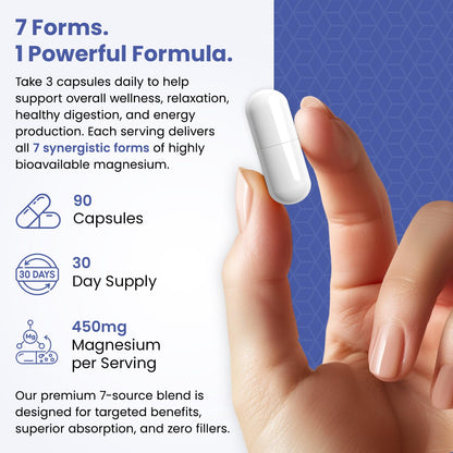 Magnesium Complex for Sleep, Relaxation, Digestion & Calm – Magnesium Glycinate, Citrate, Bisglycinate, Carbonate, Malate, Orotate, Taurate, + Humic/Fulvic for High Absorption - 90 ct. VITAMIZEDBuy Supplements Australia