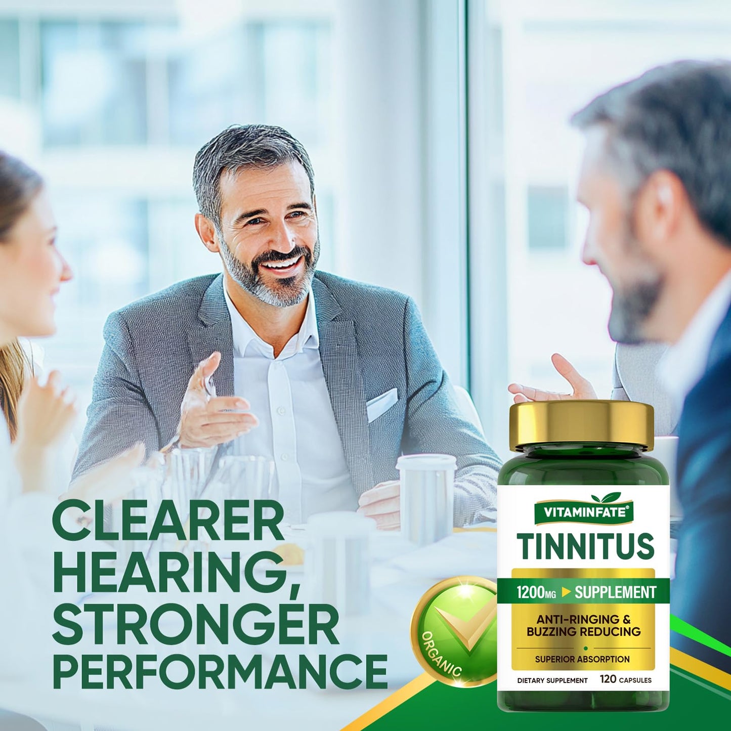 Tinnitus Relief for Ringing Ears 1200mg - 120 Capsules Advanced Ear Health Support Supplement | Supports Ear Health and Reduces Tinnitus Symptoms - Non-GMO & Vegan VITAMINFATEBuy Supplements Australia
