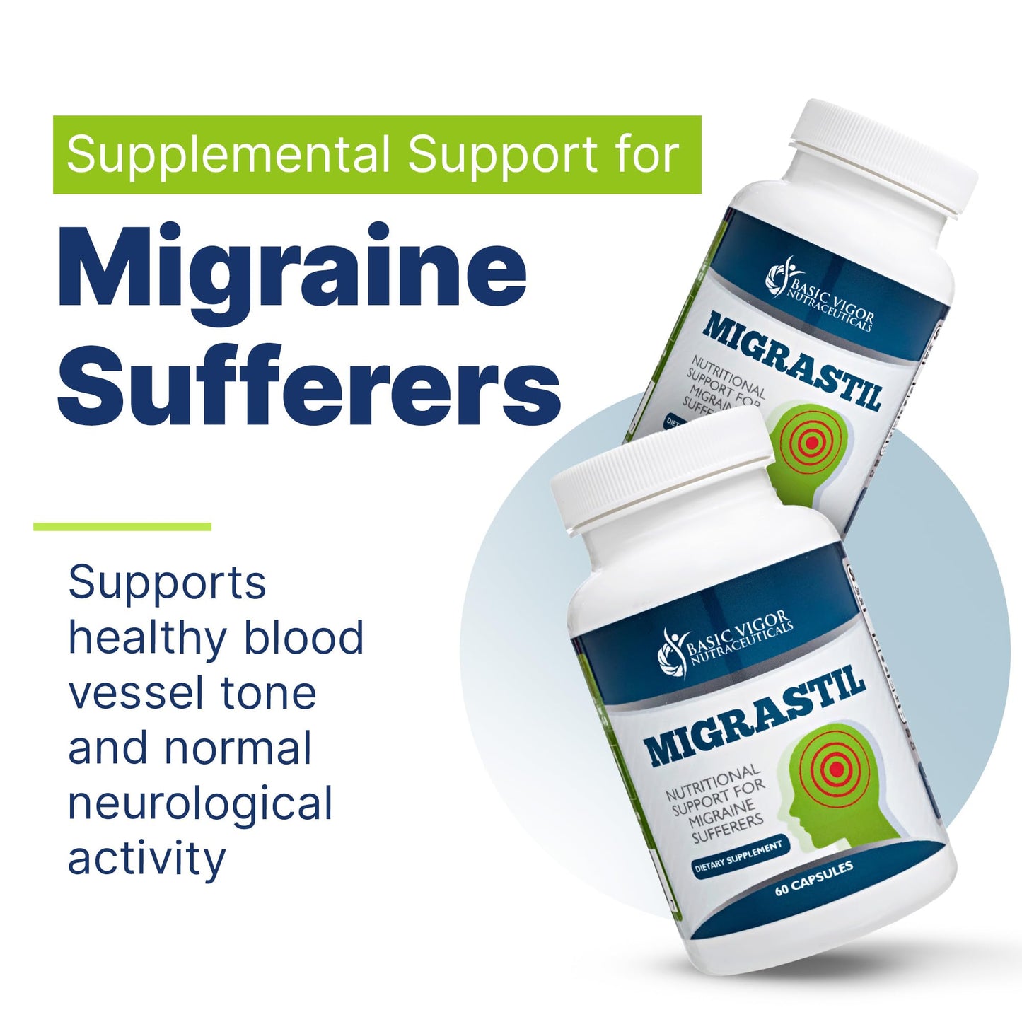 Basic Vigor Migrastil Migraine Support Capsules. Feverfew, Magnesium, Taurine & Vitamin B1 for Migraines Natural Supplement. Made in The USA. Vegan and Gluten Free. Basic VigorBuy Supplements Australia