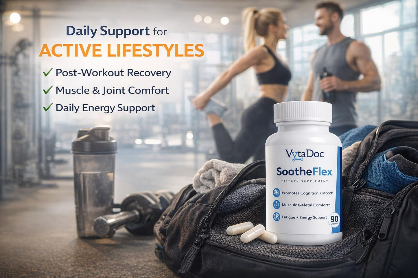 VytaDoc SootheFlex Joint, Energy & Mood Support for Women | Turmeric 900mg, Ferrochel® Iron, Magnesium Malate, Vitamin D3, Ginger, Selenium | 90 Capsules | Gentle Iron — Easy on Digestion VytaDocBuy Supplements Australia