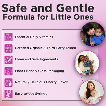 Wellements Organic Baby Multivitamin Drops (1 Fl Oz) - Cherry Flavor Liquid Multivitamins for Infants & Toddlers (2 Months+) WellementsBuy Supplements Australia