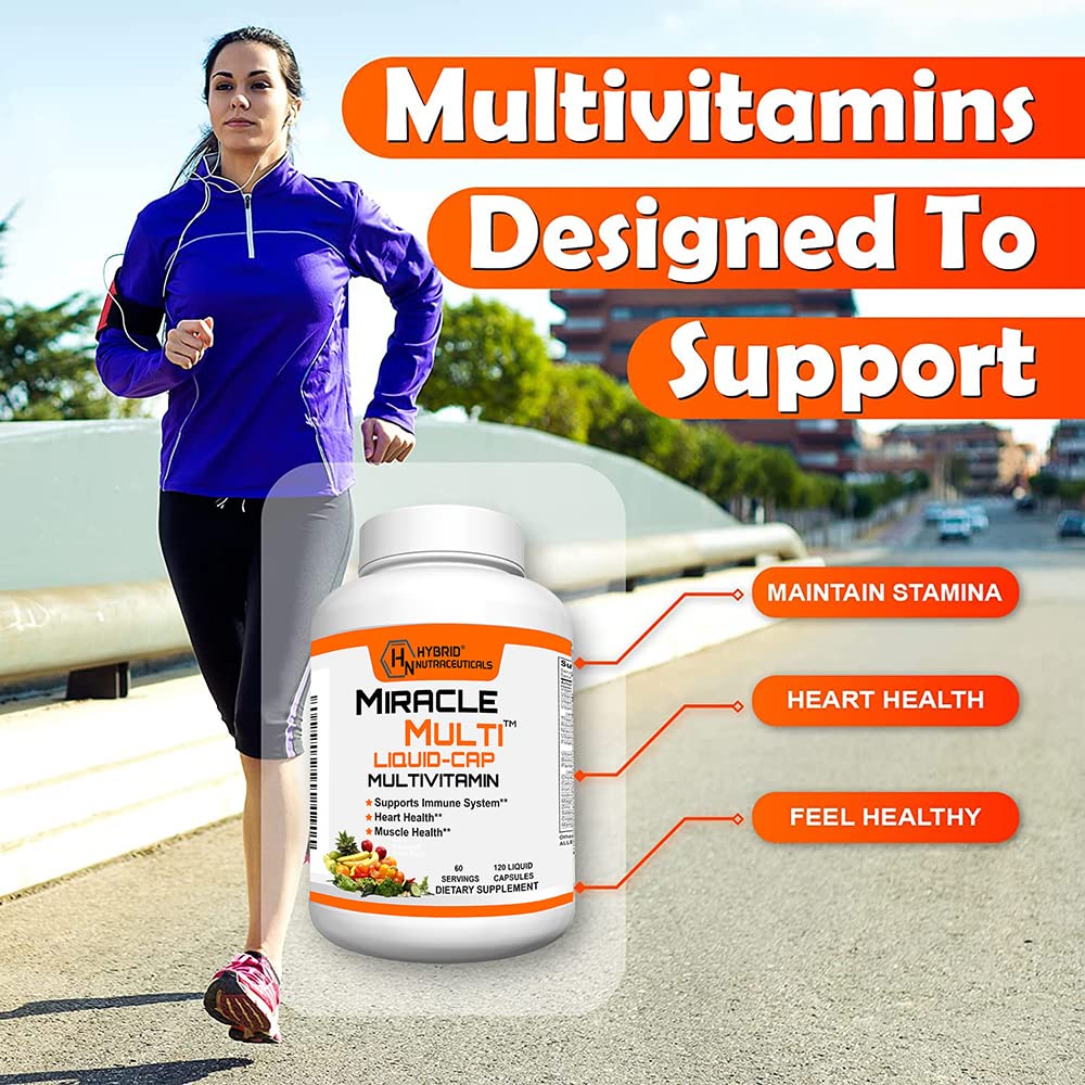 MiracleMulti Liquid Multivitamin Capsules for Men & Women - Complete Whole Food Blend Daily Vitamin & Mineral Supplement with CoQ10, B12, 42 Superfood Enzyme - 120 Softgels Hybrid NutraceuticalsBuy Supplements Australia
