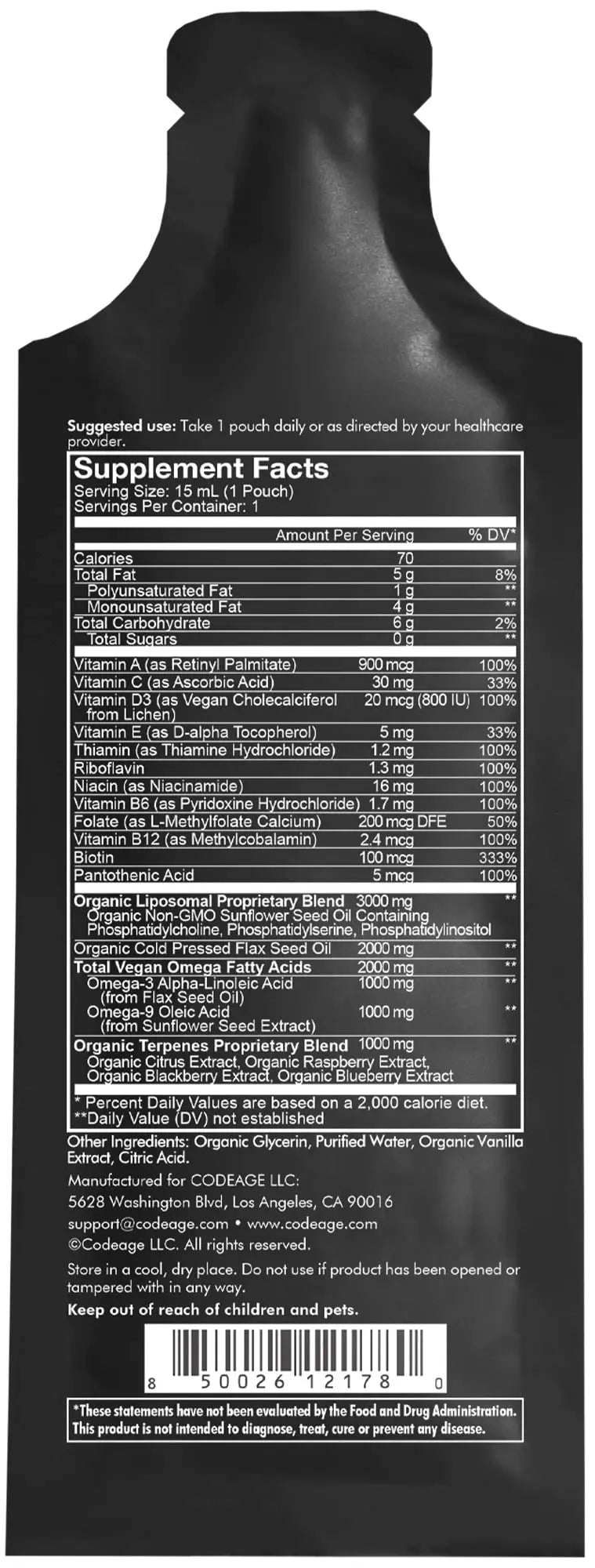 Codeage Daily Men Liquid Vitamins Supplement - Liposomal Multivitamin A, B, C, D, E, Biotin, Omega-3 & Omega-9 Codeage