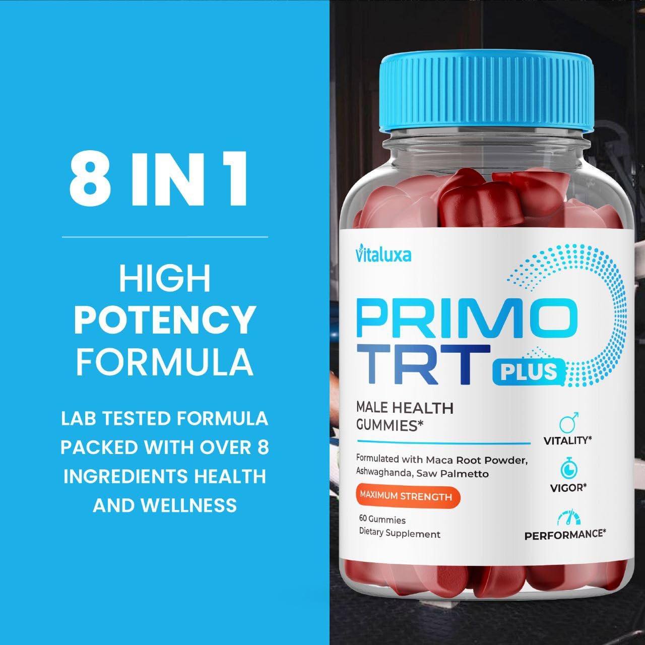 (2 Pack) Primo TRT Gummies, Primo TRT Advanced Performance Blend Supplement, PrimoTRT Try Prime Gomitas Maximum Strength for Males Support for Overall Health Wellness All Natural Ingredients (120 Ct) VitaluxaBuy Supplements Australia
