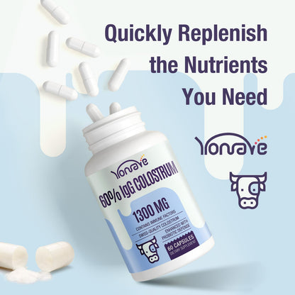 Yonrave Bovine Colostrum Capsules Supplement 1300mg - Extra High 60% IgG Bovine Colostrum - Gut, Bone, Exercise, Immune - 60 Capsules YonraveBuy Supplements Australia