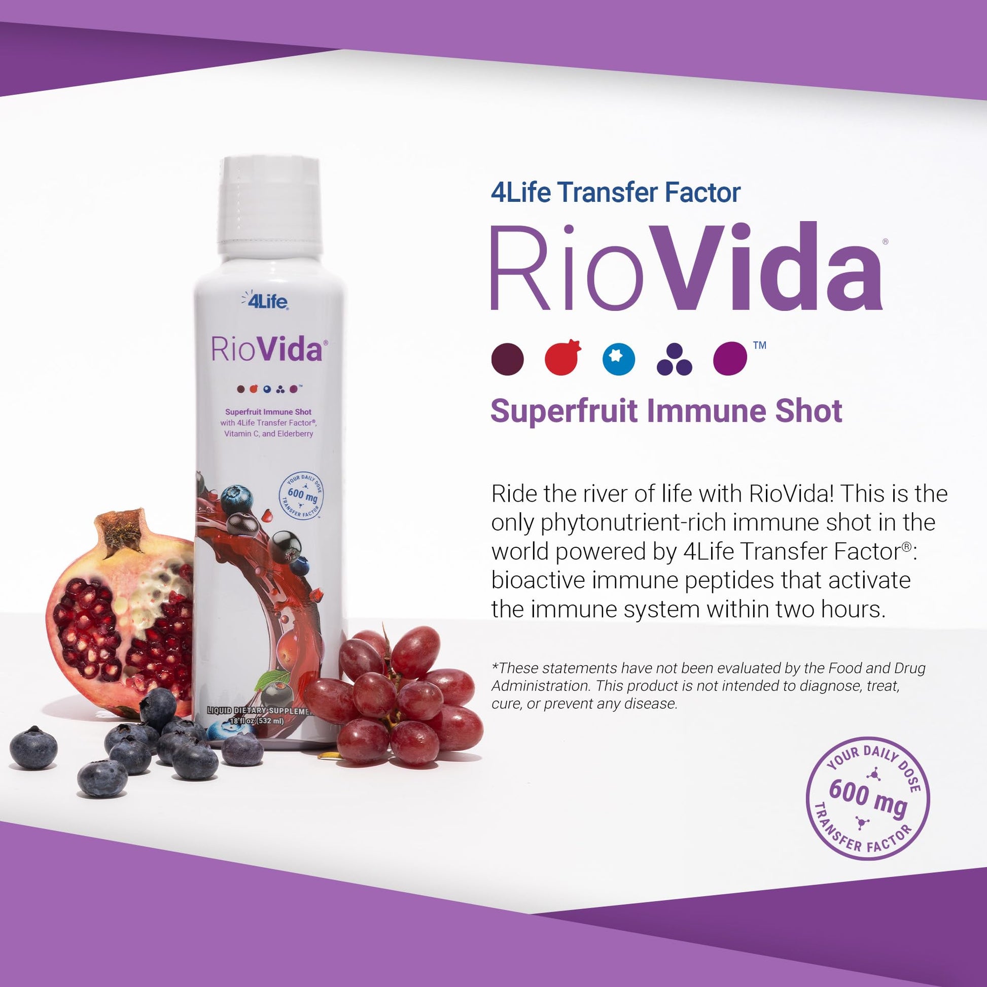 4Life Transfer Factor RioVida Tri-Factor Formula - Liquid Immune and Health Support with Vitamin C, Elderberry, Aronia Berry, Macqui, Blueberry, and Acai - Single Pack 4LifeBuy Supplements Australia
