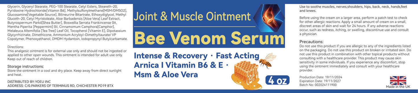 Cedonivor Bee Venom Joint and Bone Cream, Bee Venom Joint Relief Cream Joint Care for Knee, Neck, Back, Hands, Feet Moisturizer CedonivorBuy Supplements Australia