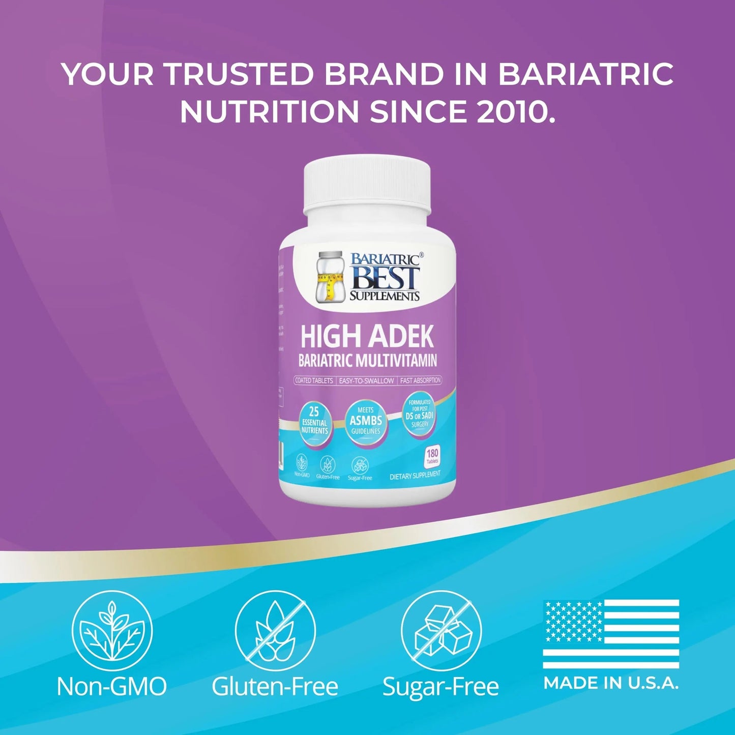 High A D E K Bariatric Multivitamin for Post DS/SADI Surgery, 25 Essential Nutrients for Post-Weight Loss Surgery, 180 Tablets Bariatric Best SupplementsBuy Supplements Australia