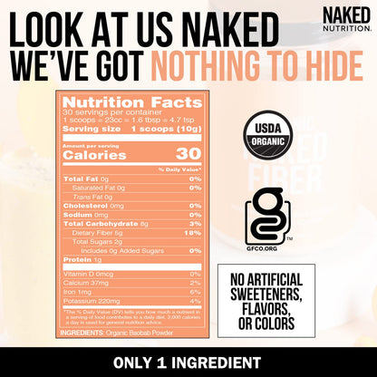Naked Nutrition Naked Fiber Organic Baobab Powder Fiber Supplement Naked NutritionBuy Supplements Australia