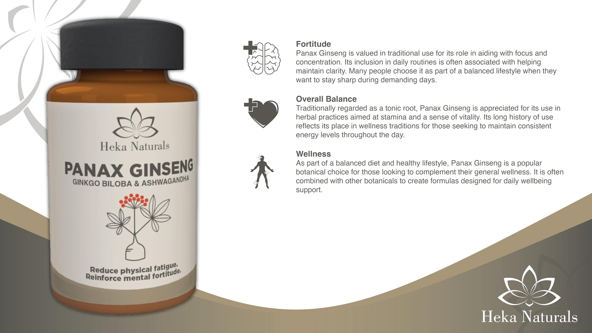 Heka Naturals Panax Ginseng Complex | 90 Capsules with Korean Ginseng, Ginkgo Biloba, Ashwagandha, Beetroot & Green Tea, Botanical Blend with Herbal Ingredients for Balanced | Food Supplement Heka NaturalsBuy Supplements Australia