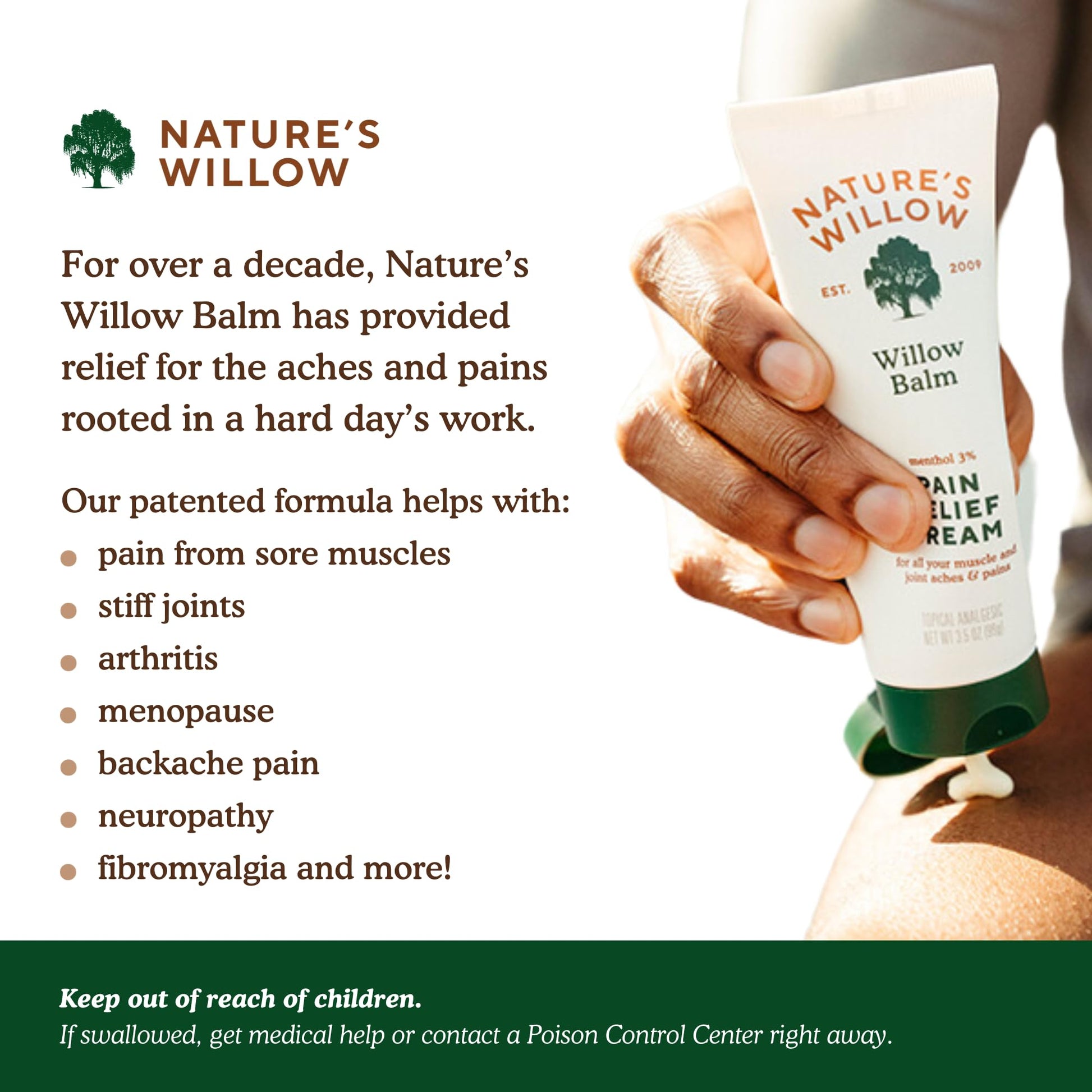 Nature's Willow Willow Balm Natural Pain Relief Cream for Muscles & Joints | Fast-Acting with Willow Bark & Menthol | Free from Artificial Fragrances & Dyes | 6-Pack | 3.5 fl oz Nature's WillowBuy Supplements Australia