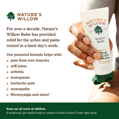Nature's Willow Willow Balm Natural Pain Relief Cream for Muscles & Joints | Fast-Acting with Willow Bark & Menthol | Free from Artificial Fragrances & Dyes | 6-Pack | 3.5 fl oz Nature's WillowBuy Supplements Australia