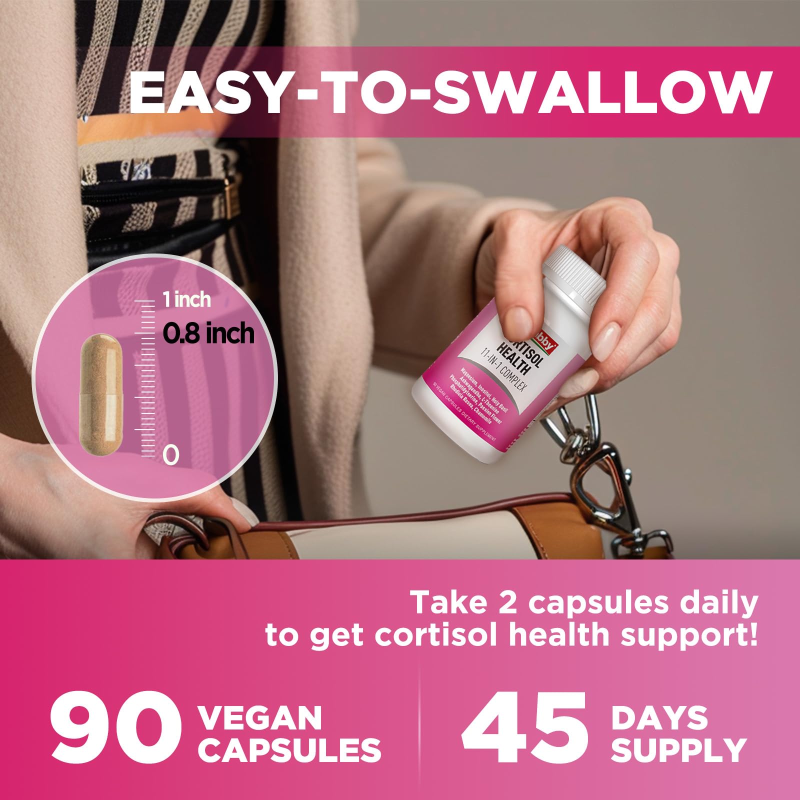 GREABBY Cortisol Supplements for Women, 11-in-1 Formula with Ashwagandha, L-Theanine, Phosphatidylserine and More, Lower Cortisol Health Support, 90 Vegan Capsules GREABBYBuy Supplements Australia