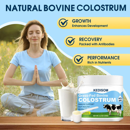 KEDISOM Grass-Fed Bovine Colostrum Supplement Powder - 60% High IgG 3000 mg for Gut Health, Immune Support - Easy to Mix Natural Liposomal Colostrum Superfood, Unflavored, 50 Servings KEDISOMBuy Supplements Australia