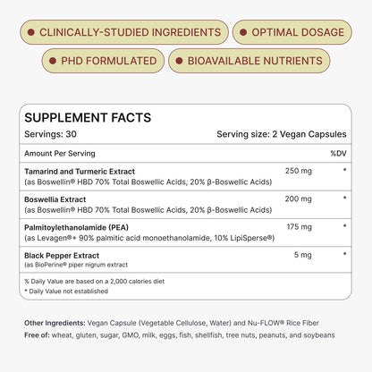 MOVE Fast Acting Joint Supplements | Tamaflex® Turmeric & Tamarind, Levagen®+ PEA Palmitoylethanolamide, Boswellia Serrata, Bioperine® Black Pepper Extract | Joint Support & Mobility | 60 Vegan Caps Ready ToBuy Supplements Australia
