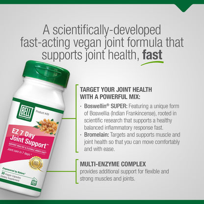 Bell EZ 7 Day Joint Support ™ -Fast-Acting, Once-Daily Joint Health Supplement – Helps Relieve Knee Pain, Swelling & Supports Muscle Recovery – Vegan – 30 Capsules BellBuy Supplements Australia