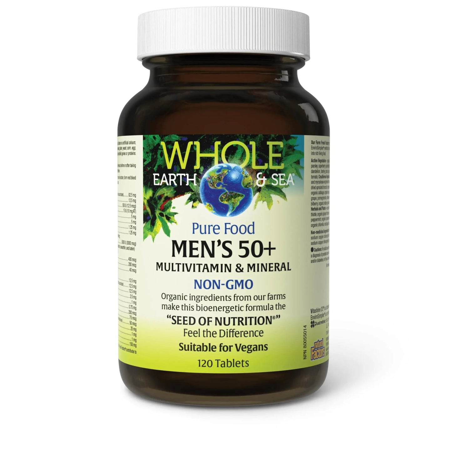 Natural Factors Whole Earth & Sea Men's 50+ Multivitamin & Mineral - Daily Nutritional Support Multivitamin Natural Factors