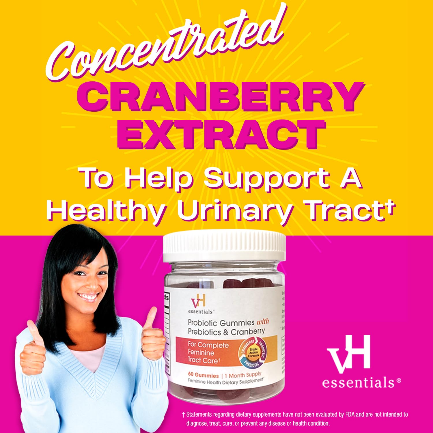 vH essentials Probiotic Gummies with Prebiotics & Cranberry, Concentrated Extract vH essentialsBuy Supplements Australia