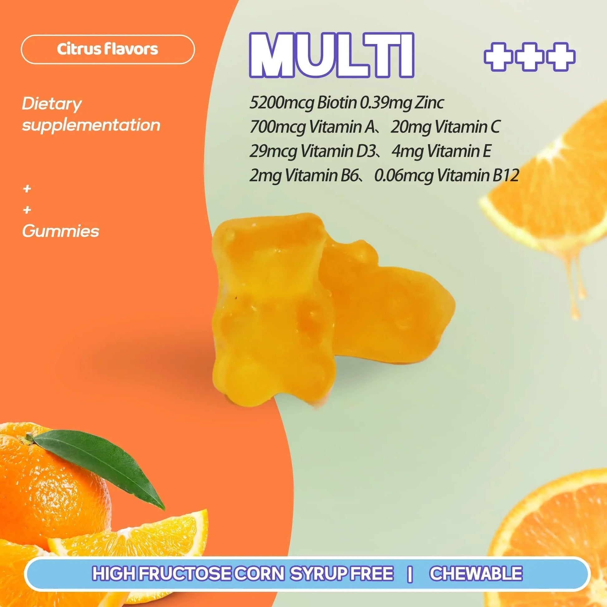 Faroromy Multivitamin Gummies for Adult 5200mcg Biotin, Citrus Flavored Daily Multivitamins with Vitamins A, C, D3, E, B6 and B12 FaroromyBuy Supplements Australia