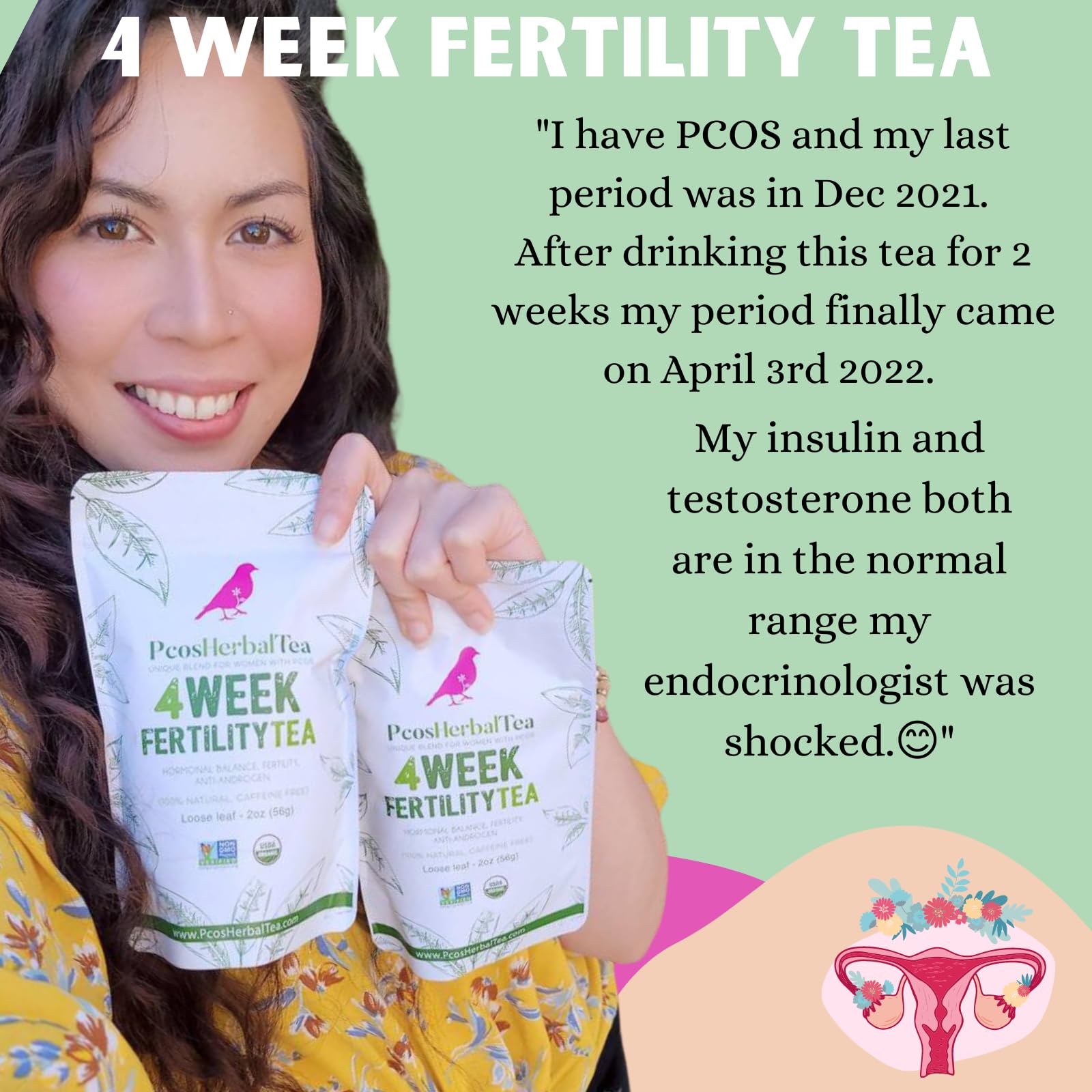 PCOS Cystem Tea with Organic Red Raspberry Leaf, Vitex, Spearmint Tea Supports Fertility PCOS Herbal TeaBuy Supplements Australia